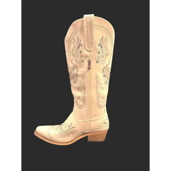 White western cowboy boots with rhinestone detailing  floral embroidery size 7 - Picture 3 of 10